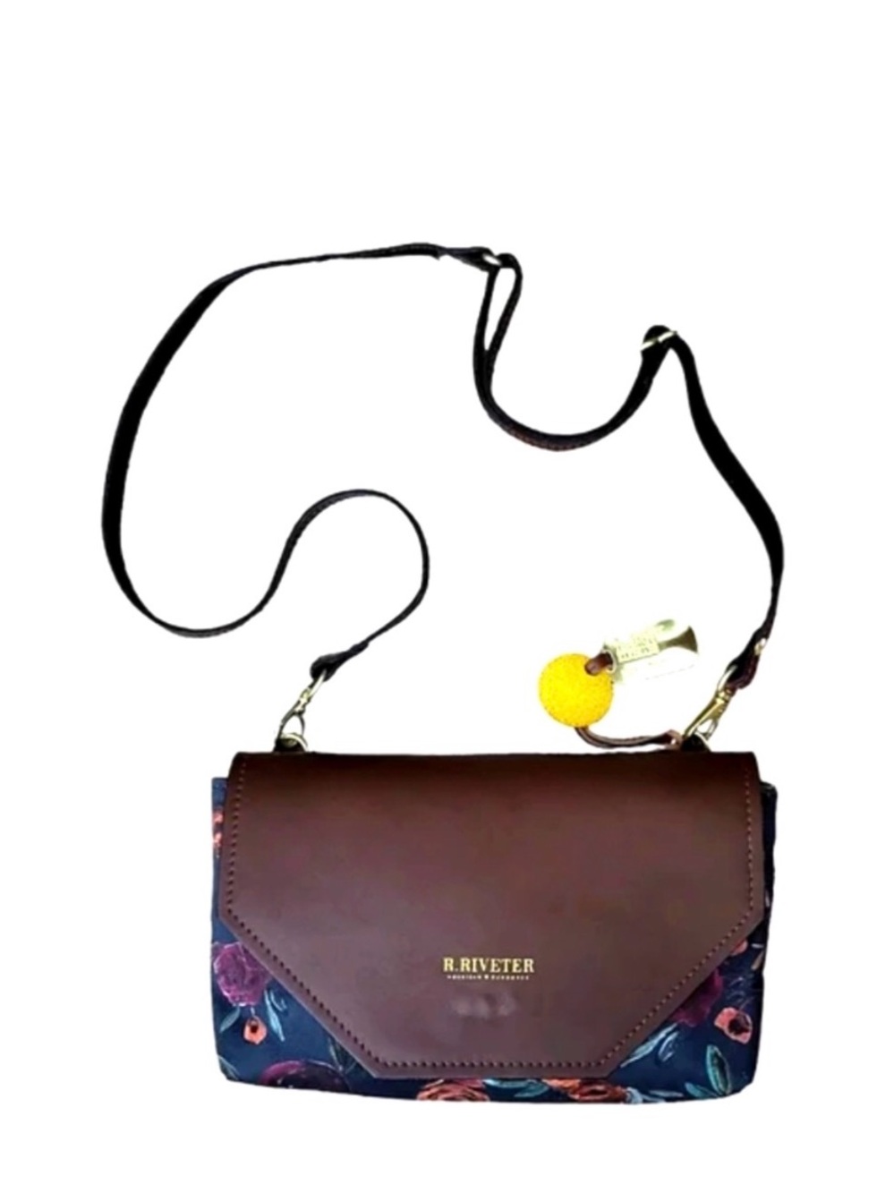 Perfect R. Riveter Purse Patton Floral Canvas & Brown Leather Crossbody